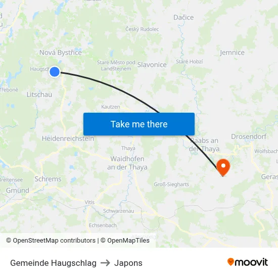 Gemeinde Haugschlag to Japons map