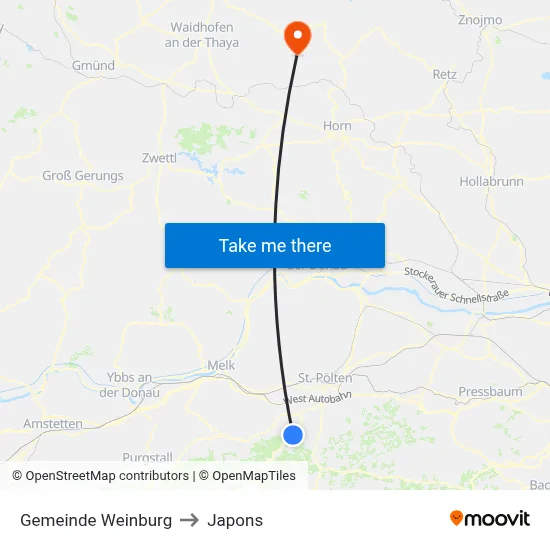 Gemeinde Weinburg to Japons map