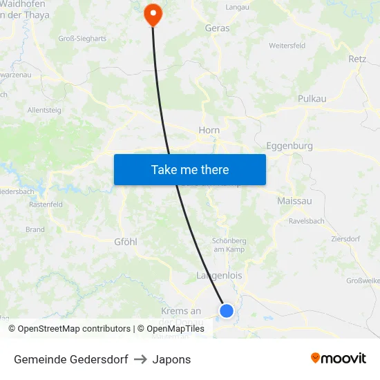 Gemeinde Gedersdorf to Japons map
