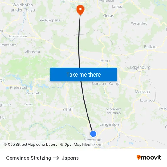 Gemeinde Stratzing to Japons map