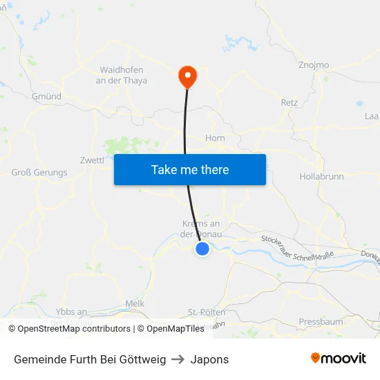 Gemeinde Furth Bei Göttweig to Japons map