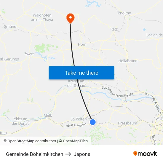Gemeinde Böheimkirchen to Japons map