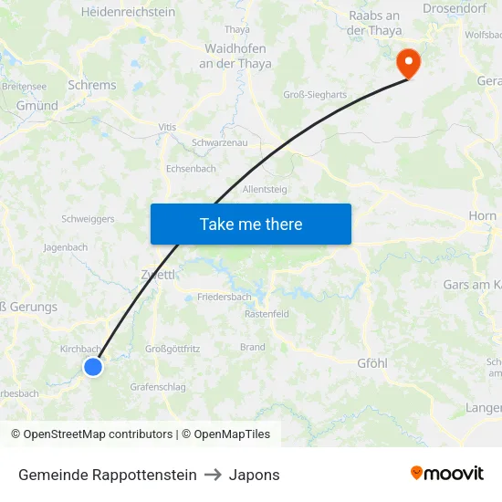 Gemeinde Rappottenstein to Japons map