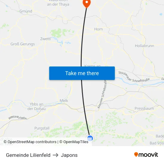 Gemeinde Lilienfeld to Japons map