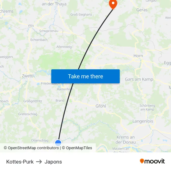 Kottes-Purk to Japons map