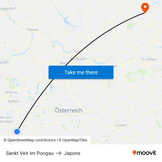 Sankt Veit Im Pongau to Japons map