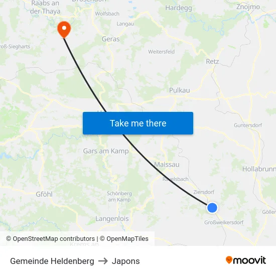 Gemeinde Heldenberg to Japons map