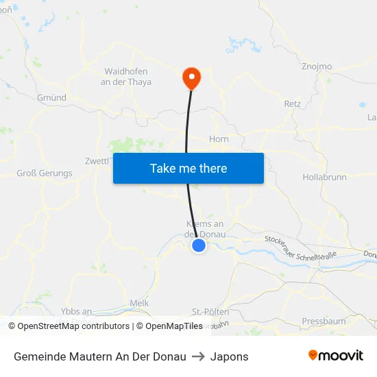 Gemeinde Mautern An Der Donau to Japons map