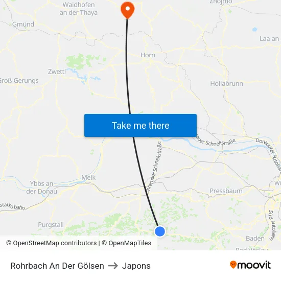 Rohrbach An Der Gölsen to Japons map