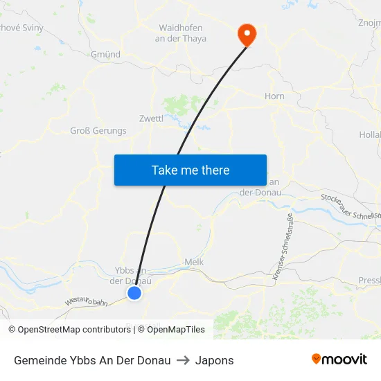 Gemeinde Ybbs An Der Donau to Japons map