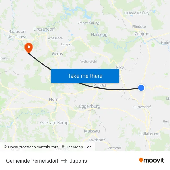 Gemeinde Pernersdorf to Japons map