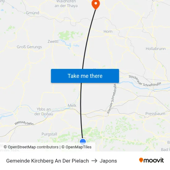 Gemeinde Kirchberg An Der Pielach to Japons map