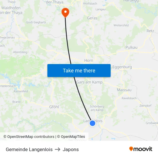 Gemeinde Langenlois to Japons map