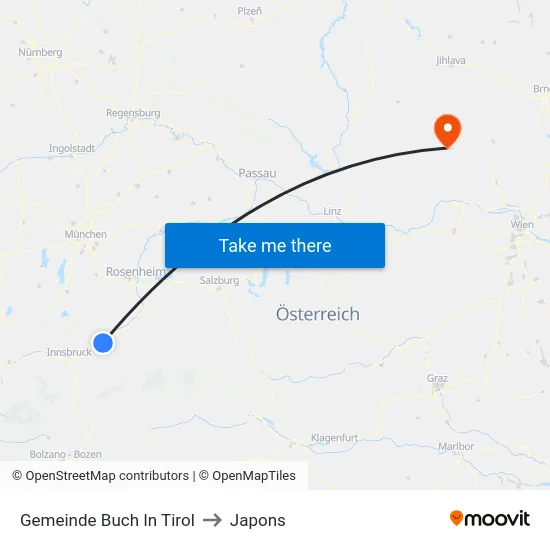 Gemeinde Buch In Tirol to Japons map