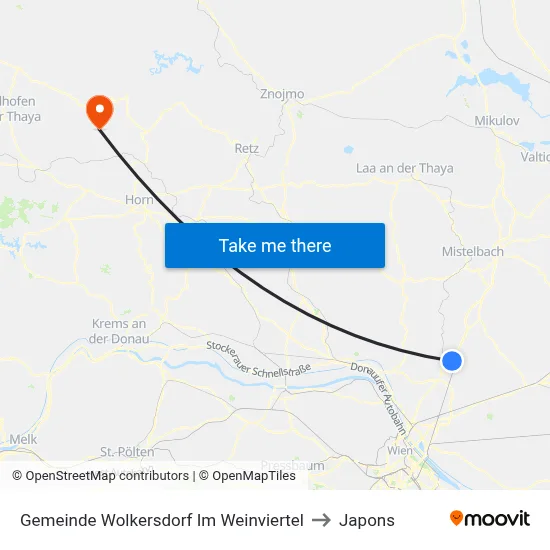 Gemeinde Wolkersdorf Im Weinviertel to Japons map