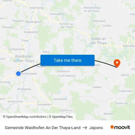 Gemeinde Waidhofen An Der Thaya-Land to Japons map