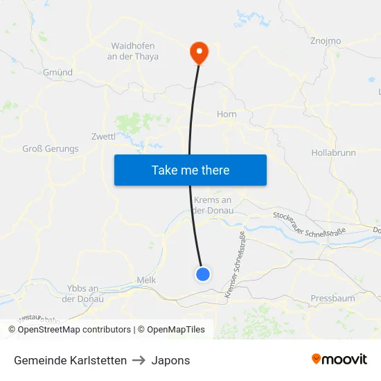 Gemeinde Karlstetten to Japons map