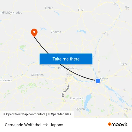 Gemeinde Wolfsthal to Japons map