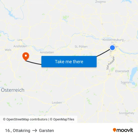 16., Ottakring to Garsten map