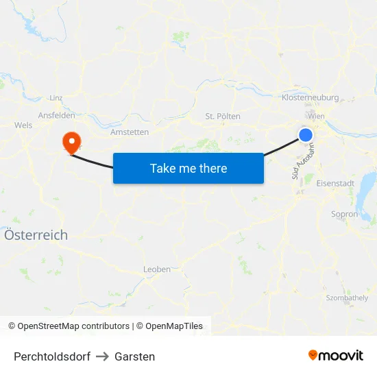 Perchtoldsdorf to Garsten map