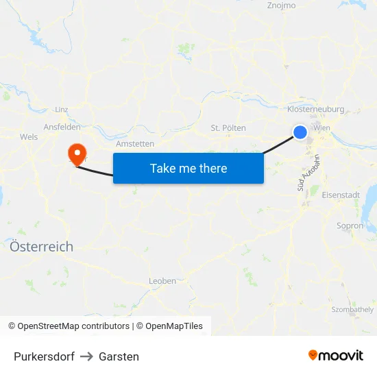 Purkersdorf to Garsten map