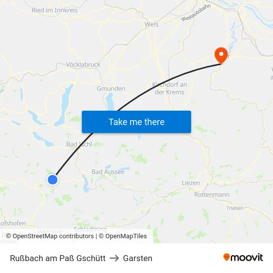 Rußbach am Paß Gschütt to Garsten map