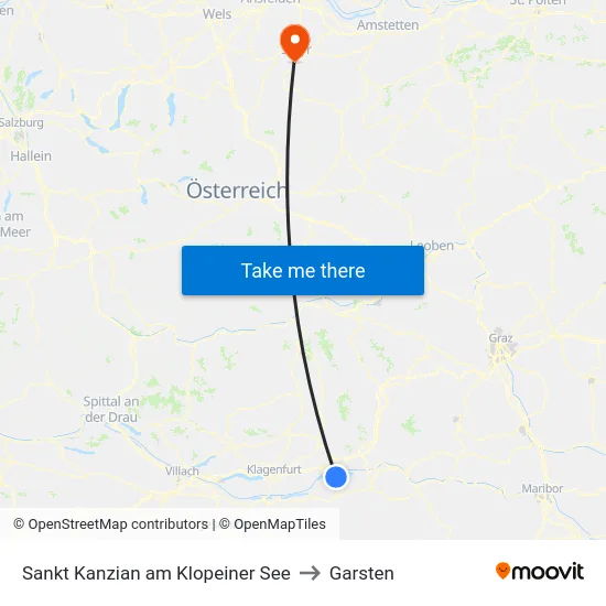 Sankt Kanzian am Klopeiner See to Garsten map