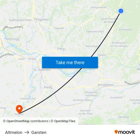 Altmelon to Garsten map
