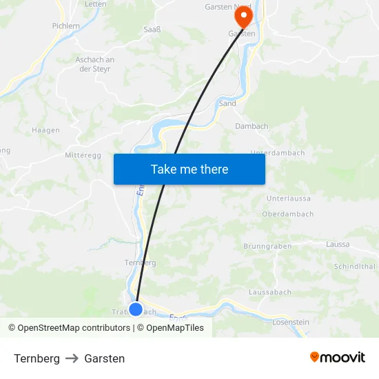 Ternberg to Garsten map