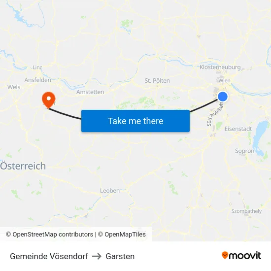 Gemeinde Vösendorf to Garsten map