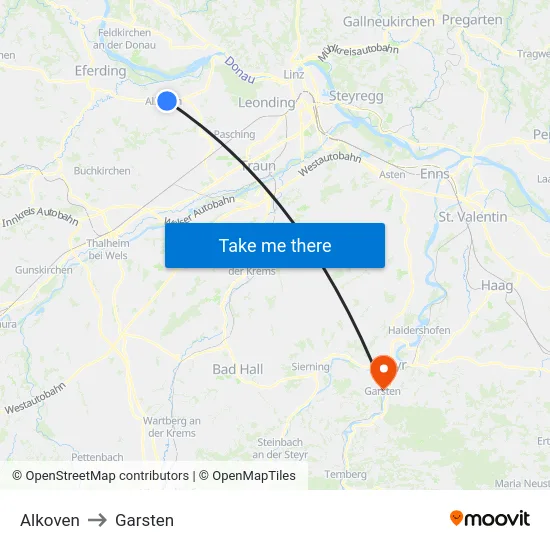 Alkoven to Garsten map