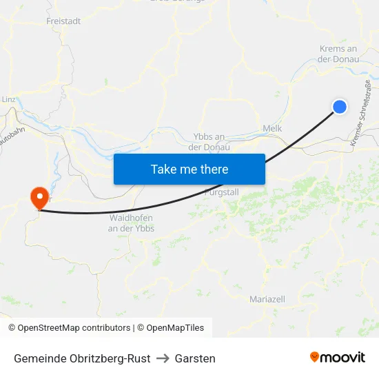 Gemeinde Obritzberg-Rust to Garsten map