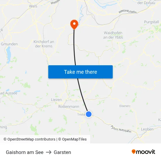 Gaishorn am See to Garsten map