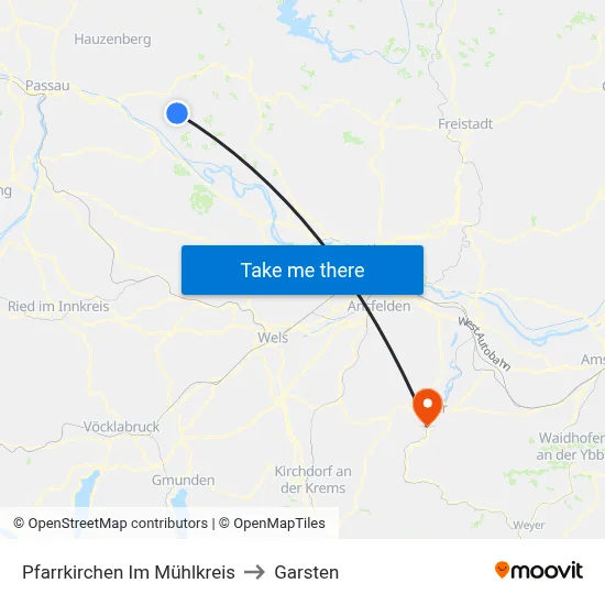 Pfarrkirchen Im Mühlkreis to Garsten map