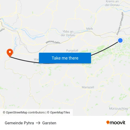 Gemeinde Pyhra to Garsten map