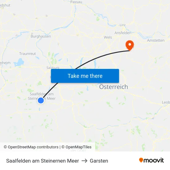 Saalfelden am Steinernen Meer to Garsten map