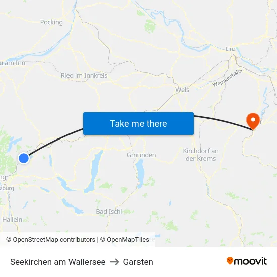 Seekirchen am Wallersee to Garsten map