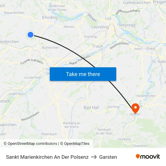 Sankt Marienkirchen An Der Polsenz to Garsten map