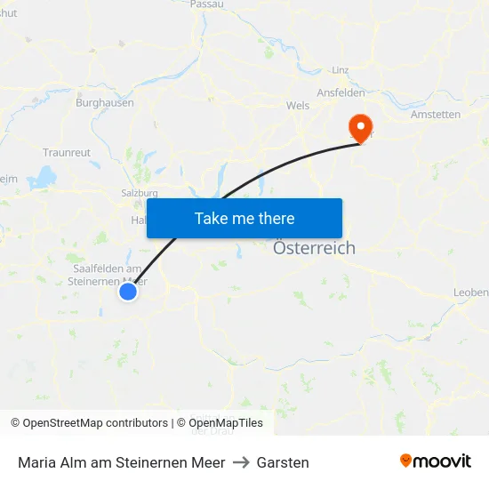 Maria Alm am Steinernen Meer to Garsten map