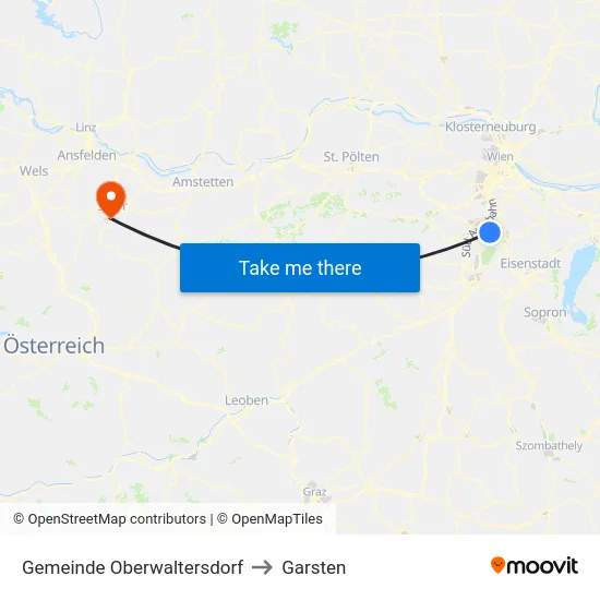 Gemeinde Oberwaltersdorf to Garsten map