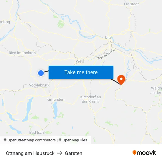 Ottnang am Hausruck to Garsten map