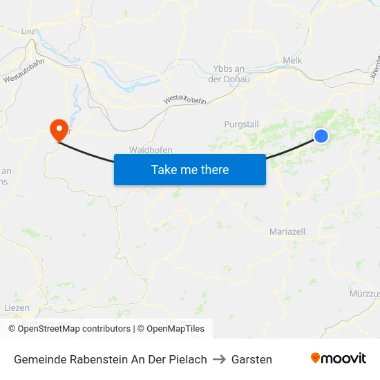Gemeinde Rabenstein An Der Pielach to Garsten map