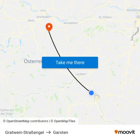 Gratwein-Straßengel to Garsten map