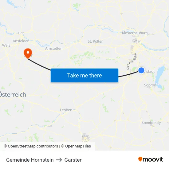 Gemeinde Hornstein to Garsten map