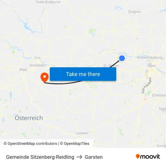 Gemeinde Sitzenberg-Reidling to Garsten map