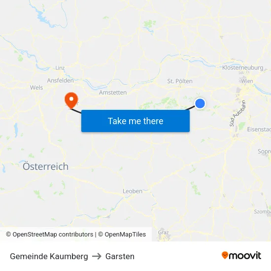 Gemeinde Kaumberg to Garsten map