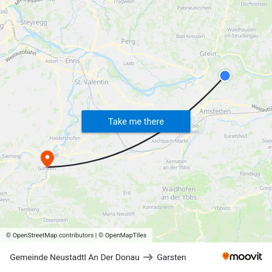 Gemeinde Neustadtl An Der Donau to Garsten map