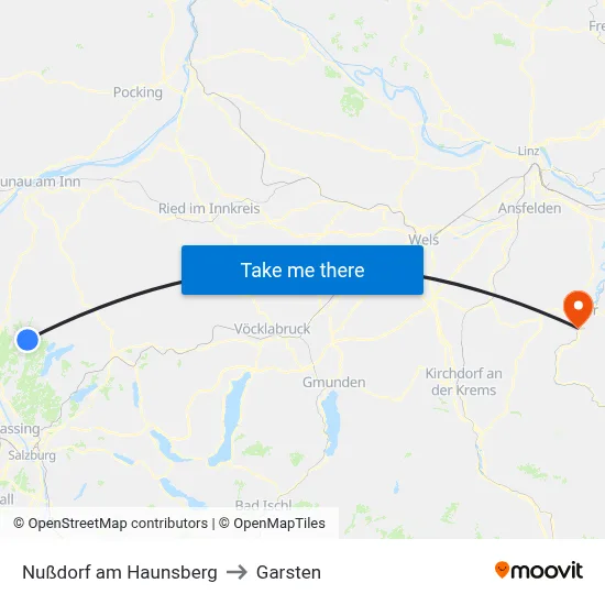 Nußdorf am Haunsberg to Garsten map