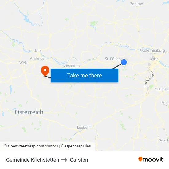 Gemeinde Kirchstetten to Garsten map