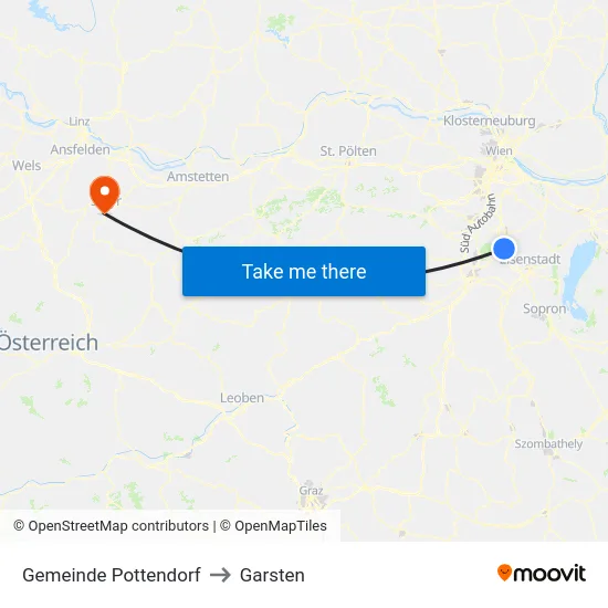 Gemeinde Pottendorf to Garsten map